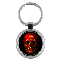 Russian Flag Skull Key Chains (round)  by Valentinaart