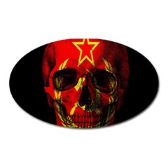 Russian Flag Skull Oval Magnet by Valentinaart