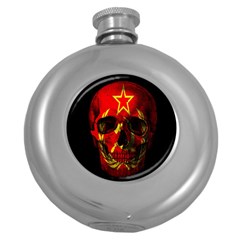 Russian Flag Skull Round Hip Flask (5 Oz) by Valentinaart