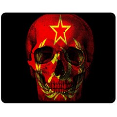 Russian Flag Skull Fleece Blanket (medium)  by Valentinaart