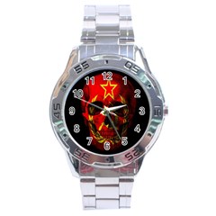 Russian Flag Skull Stainless Steel Analogue Watch by Valentinaart