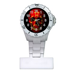 Russian Flag Skull Plastic Nurses Watch by Valentinaart