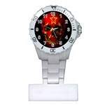 Russian flag skull Plastic Nurses Watch Front