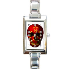 Russian Flag Skull Rectangle Italian Charm Watch by Valentinaart