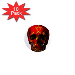 Russian Flag Skull 1  Mini Magnet (10 Pack)  by Valentinaart