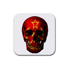 Russian Flag Skull Rubber Coaster (square)  by Valentinaart