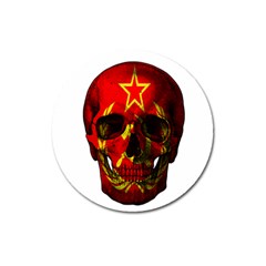 Russian Flag Skull Magnet 3  (round) by Valentinaart