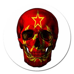 Russian Flag Skull Magnet 5  (round) by Valentinaart