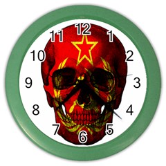 Russian Flag Skull Color Wall Clocks by Valentinaart