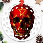 Russian flag skull Round Filigree Ornament (Two Sides) Front