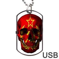 Russian Flag Skull Dog Tag Usb Flash (two Sides) by Valentinaart