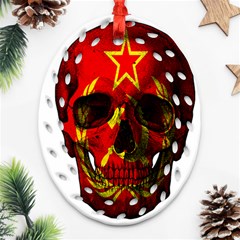 Russian Flag Skull Oval Filigree Ornament (two Sides) by Valentinaart