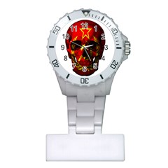 Russian Flag Skull Plastic Nurses Watch by Valentinaart