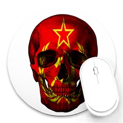 Russian Flag Skull Round Mousepads by Valentinaart