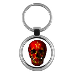 Russian Flag Skull Key Chains (round)  by Valentinaart