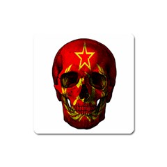 Russian Flag Skull Square Magnet by Valentinaart