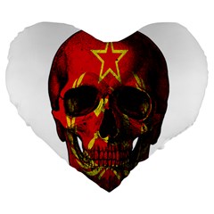 Russian Flag Skull Large 19  Premium Flano Heart Shape Cushions by Valentinaart