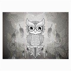 Wonderful Owl, Mandala Design Large Glasses Cloth by FantasyWorld7