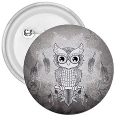 Wonderful Owl, Mandala Design 3  Buttons by FantasyWorld7