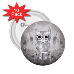 Wonderful Owl, Mandala Design 2 25  Buttons (10 Pack)  by FantasyWorld7