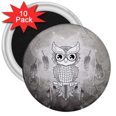 Wonderful Owl, Mandala Design 3  Magnets (10 Pack)  by FantasyWorld7