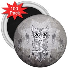 Wonderful Owl, Mandala Design 3  Magnets (100 Pack) by FantasyWorld7