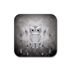 Wonderful Owl, Mandala Design Rubber Coaster (square)  by FantasyWorld7