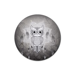 Wonderful Owl, Mandala Design Rubber Coaster (round)  by FantasyWorld7