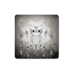 Wonderful Owl, Mandala Design Square Magnet by FantasyWorld7