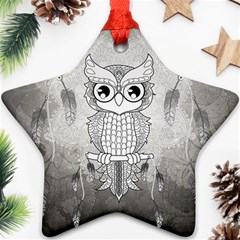 Wonderful Owl, Mandala Design Star Ornament (two Sides) by FantasyWorld7