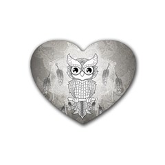 Wonderful Owl, Mandala Design Heart Coaster (4 Pack)  by FantasyWorld7