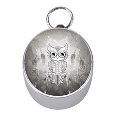 Wonderful Owl, Mandala Design Mini Silver Compasses by FantasyWorld7