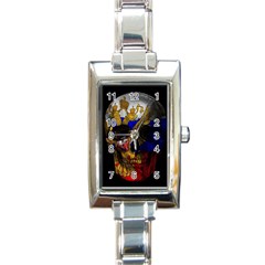 Russian Flag Skull Rectangle Italian Charm Watch by Valentinaart