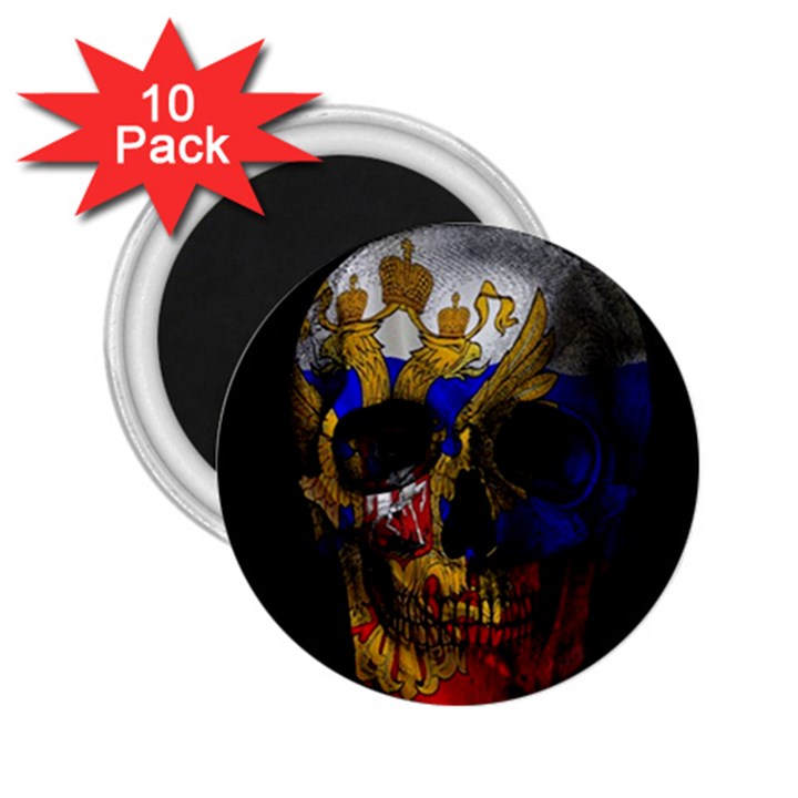 Russian flag skull 2.25  Magnets (10 pack) 