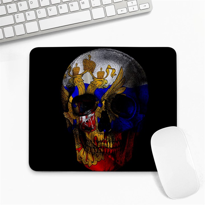 Russian flag skull Large Mousepads