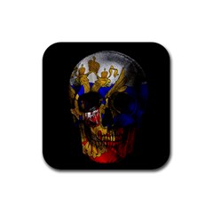 Russian Flag Skull Rubber Coaster (square)  by Valentinaart