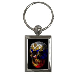 Russian Flag Skull Key Chains (rectangle)  by Valentinaart