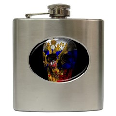 Russian Flag Skull Hip Flask (6 Oz) by Valentinaart