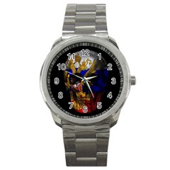 Russian Flag Skull Sport Metal Watch by Valentinaart