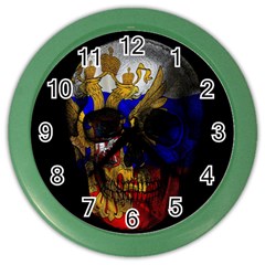 Russian Flag Skull Color Wall Clocks by Valentinaart