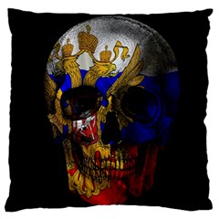 Russian Flag Skull Large Cushion Case (two Sides) by Valentinaart