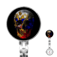 Russian Flag Skull Stainless Steel Nurses Watch by Valentinaart