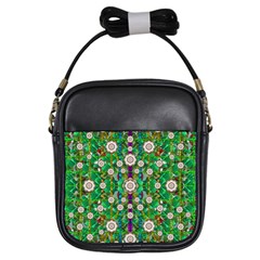 Pearl Flowers In The Glowing Forest Girls Sling Bags by pepitasart