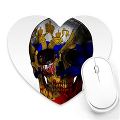 Russian Flag Skull Heart Mousepads by Valentinaart