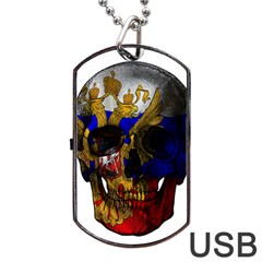 Russian Flag Skull Dog Tag Usb Flash (one Side) by Valentinaart