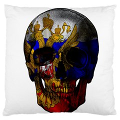 Russian Flag Skull Large Cushion Case (one Side) by Valentinaart