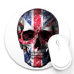 Uk Flag Skull Round Mousepads by Valentinaart