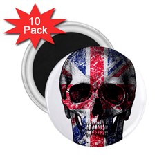 Uk Flag Skull 2 25  Magnets (10 Pack)  by Valentinaart