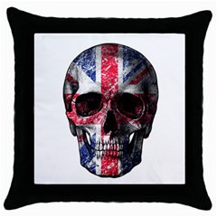 Uk Flag Skull Throw Pillow Case (black) by Valentinaart