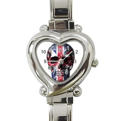 Uk Flag Skull Heart Italian Charm Watch by Valentinaart